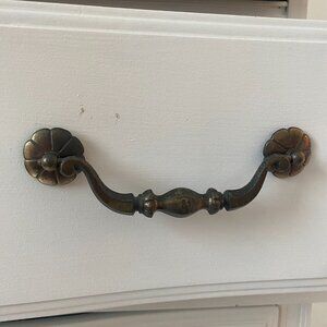 Vintage Drawer Pull Drop Swing Handles (7) & Knobs (2) Antique Black Bronze